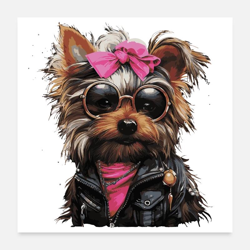 Cool Yorkshire Terrier Lady Poster 60 x 60 cm
