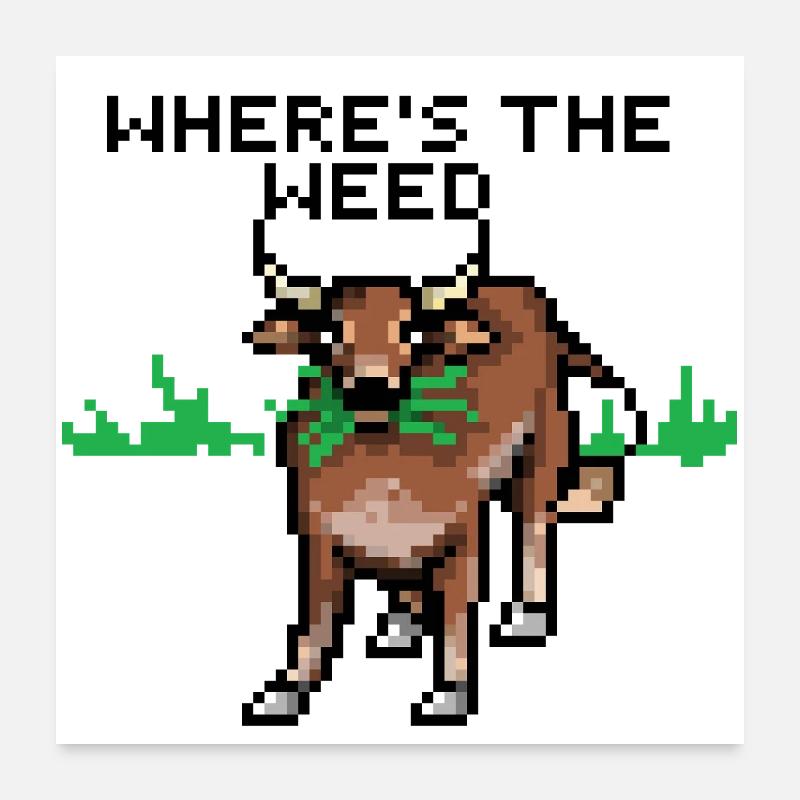 Pixelart Kuh Poster 60x60 cm