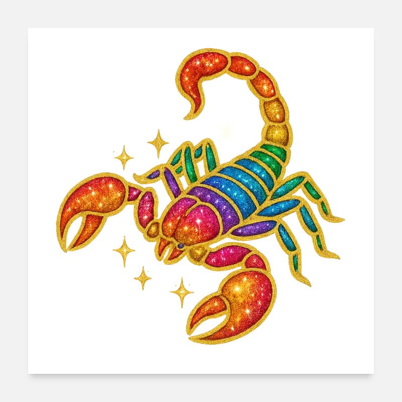Rainbow Glitter Scorpio Poster 24" x 24" (60x60 cm)