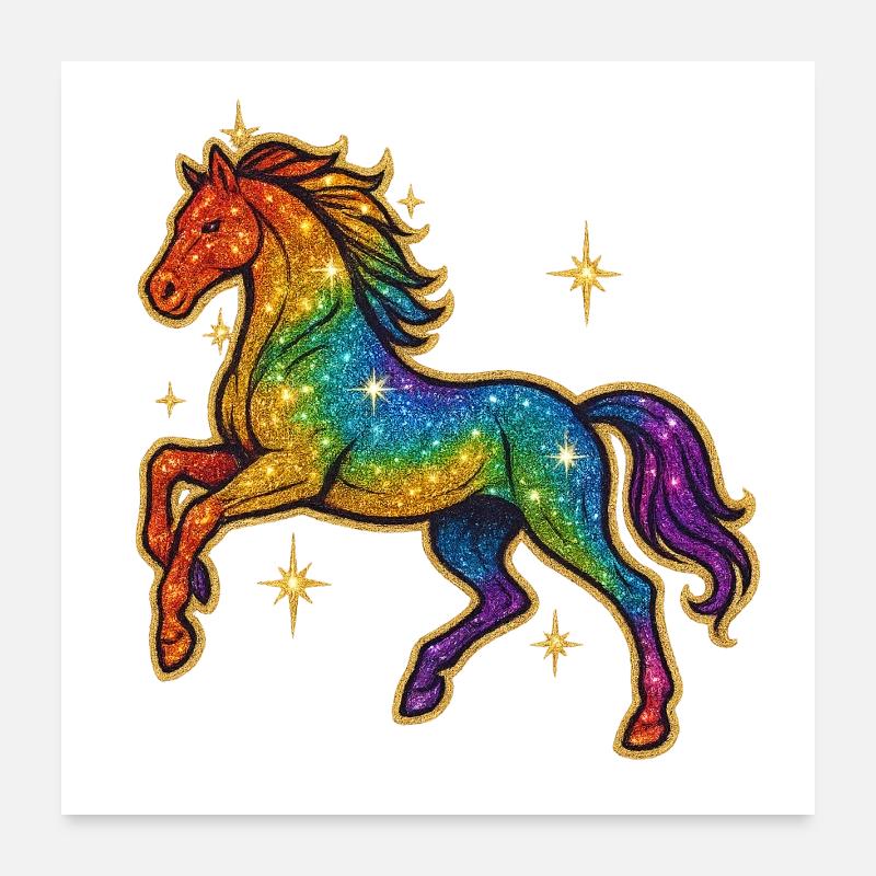 Cheval arc-en-ciel | Licorne Glitter Dream Poster 60 x 60 cm