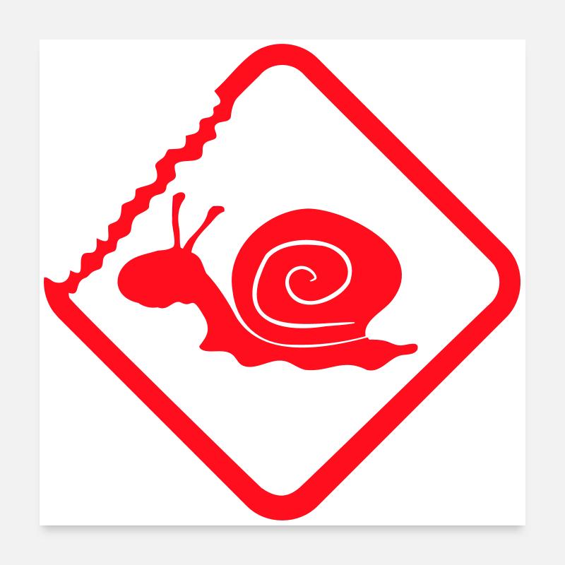 Snail Warning Caution Danger Sign Poster 24" x 24" (60x60 cm)