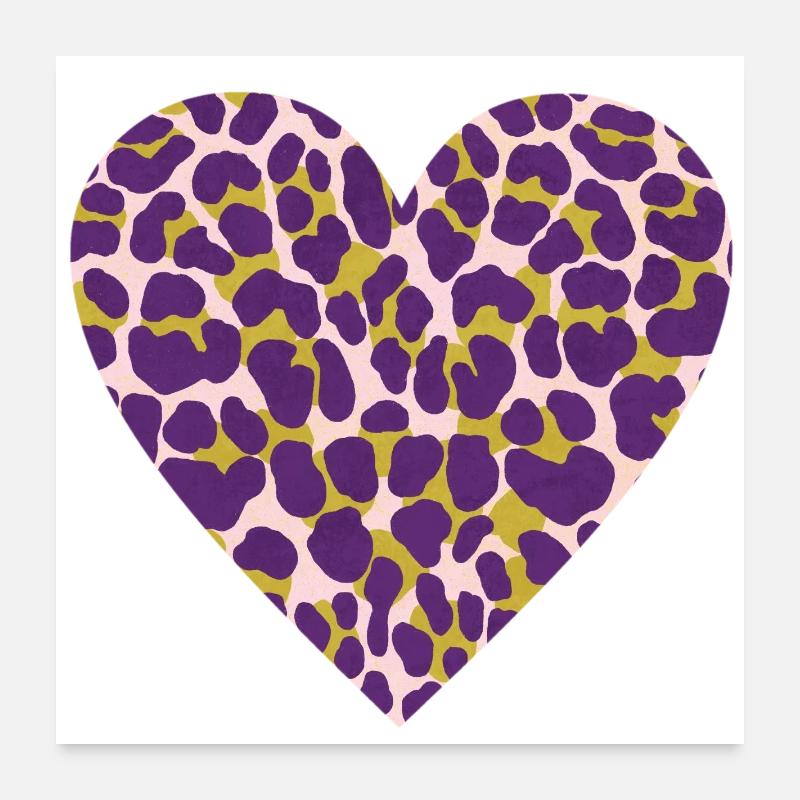Purple Leopard Heart Pattern Poster 24" x 24" (60x60 cm)