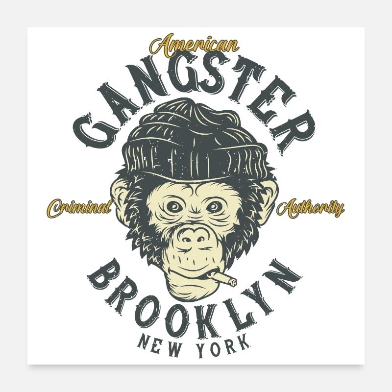 Brooklyn Gorilla Gangster Poster 60x60 cm
