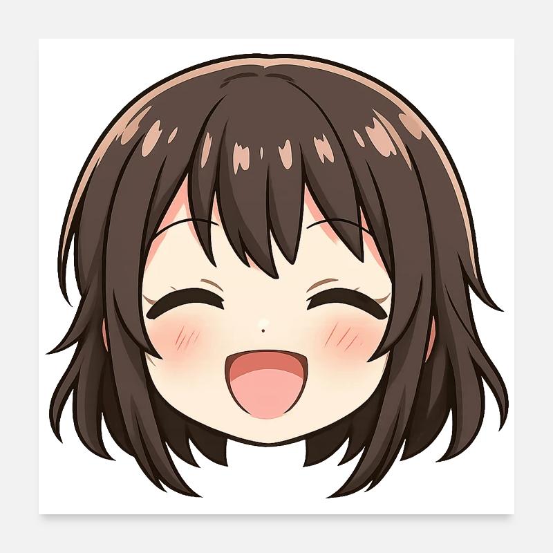 Chibi Visage Sourire Brune Poster 60 x 60 cm