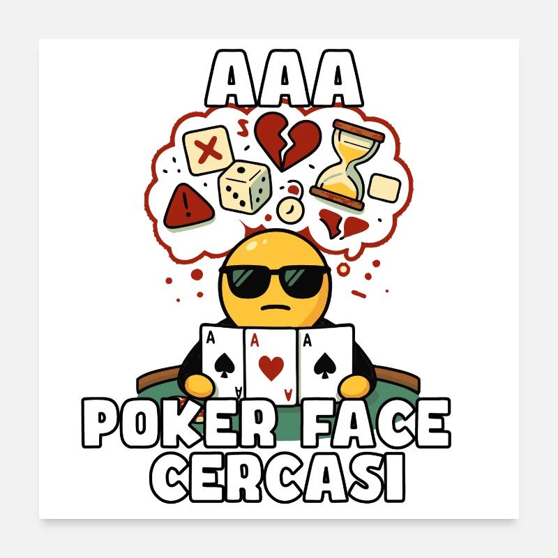Pokerface gesucht - Poster 60x60 cm - Weiß