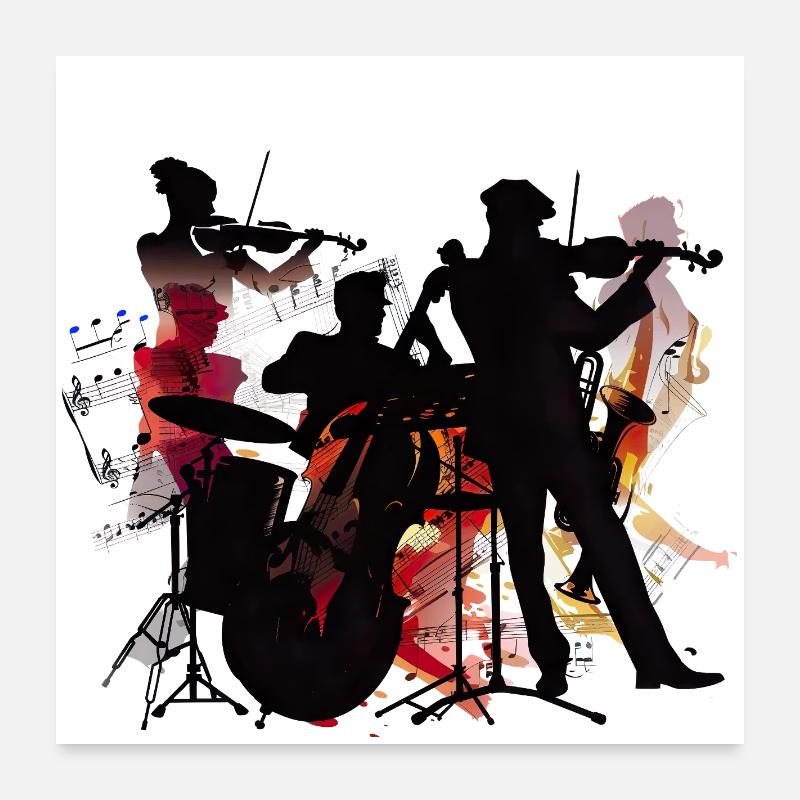 Explosion de couleur de silhouette de gang Poster 60 x 60 cm