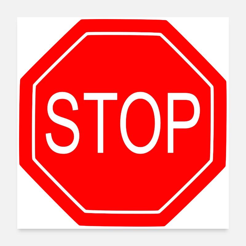 Stop Sign Bold Graphic Print Poster 24" x 24" (60x60 cm)
