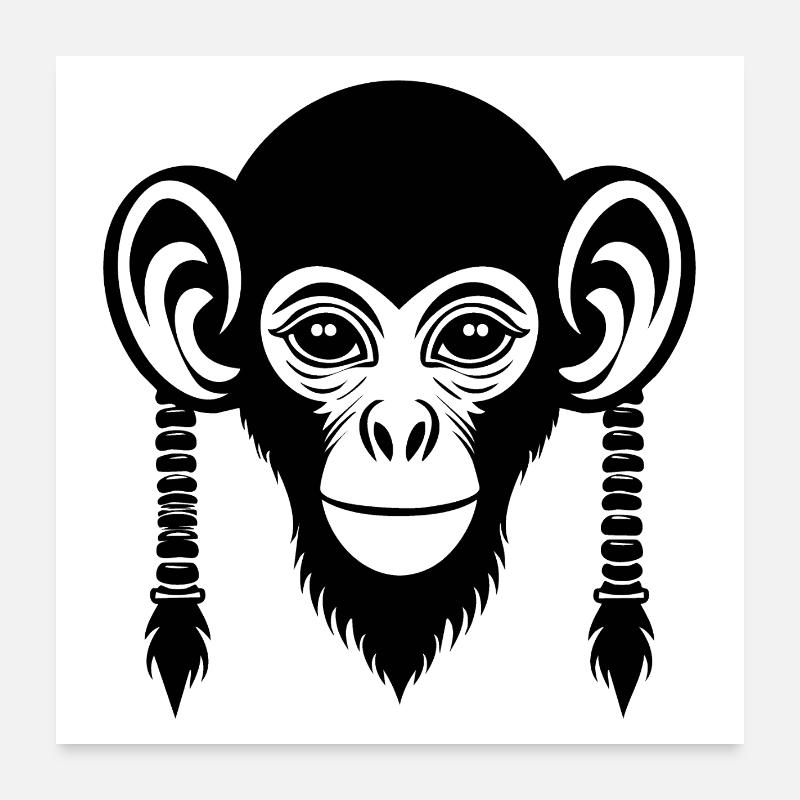 Chemise Monkey Head Sound Wave Motion Edition Poster 60 x 60 cm