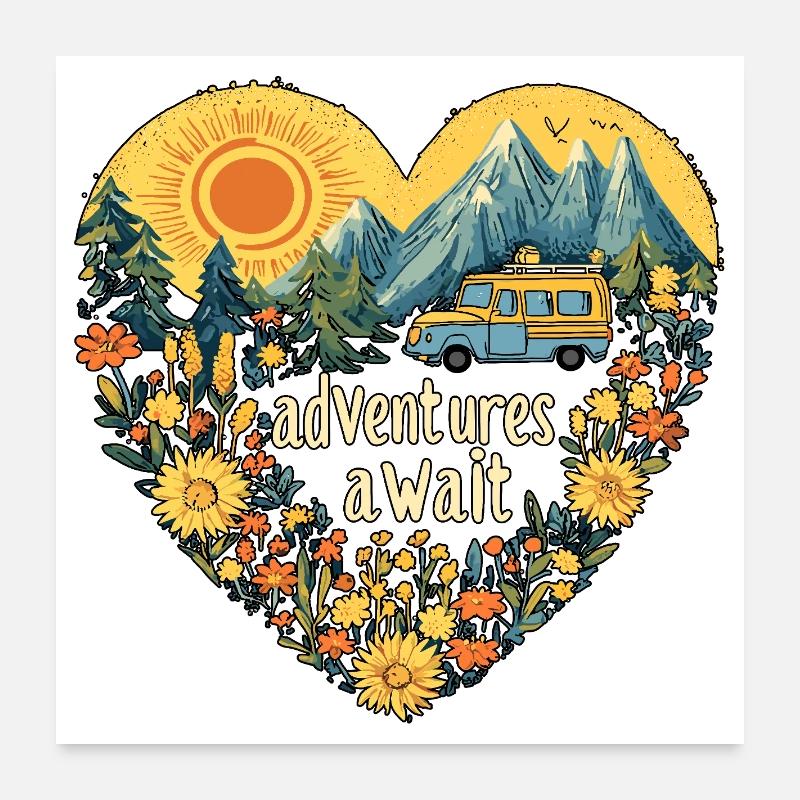 Des aventures de camping vous attendent Poster 60 x 60 cm