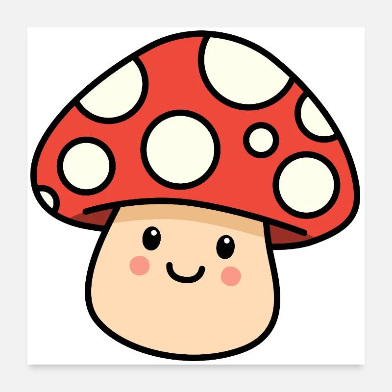 Kawaii Toadstool – Cheerful Mushroom Poster 24" x 24" (60x60 cm)