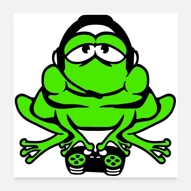 Frog Gamer Nerd Gaming Controller Console Game Poster 24" x 24" (60x60 cm)