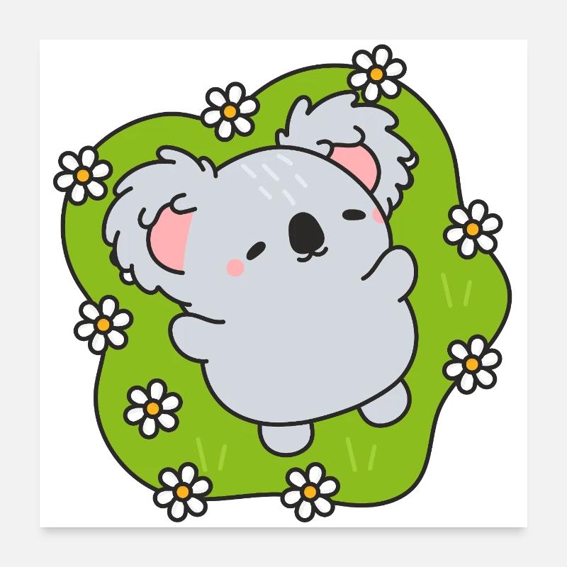 Koala fleuri rêveur Poster 60 x 60 cm
