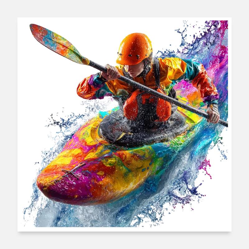 Kayak explosion de couleurs Poster 60 x 60 cm