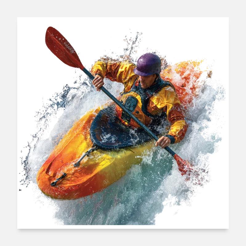 Whitewater Kayak Adventure Poster 24" x 24" (60x60 cm)