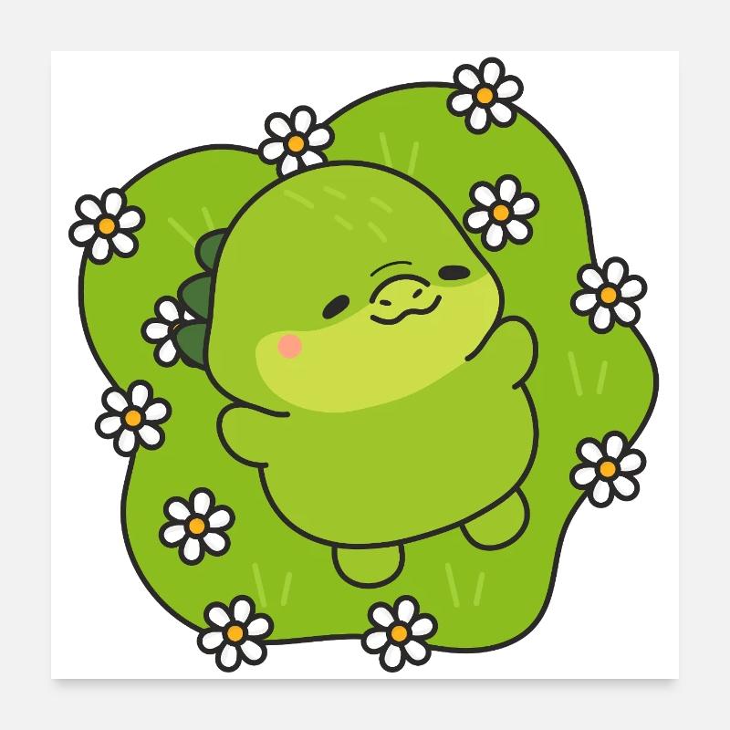 Petite Créature Verte Floral Poster 60 x 60 cm
