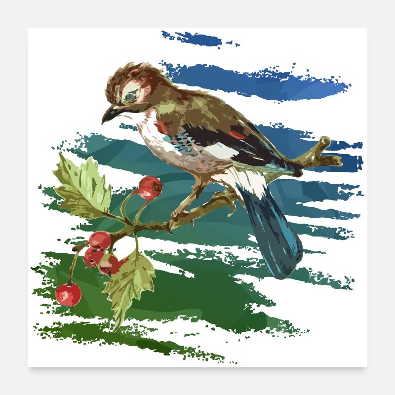 Oiseau coloré Poster 60 x 60 cm