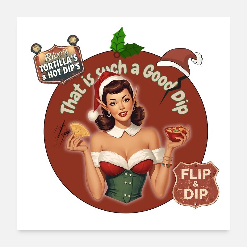 C’EST UNE SI BONNE TREMPETTE - ELFE DE NOËL RÉTRO Poster 60 x 60 cm