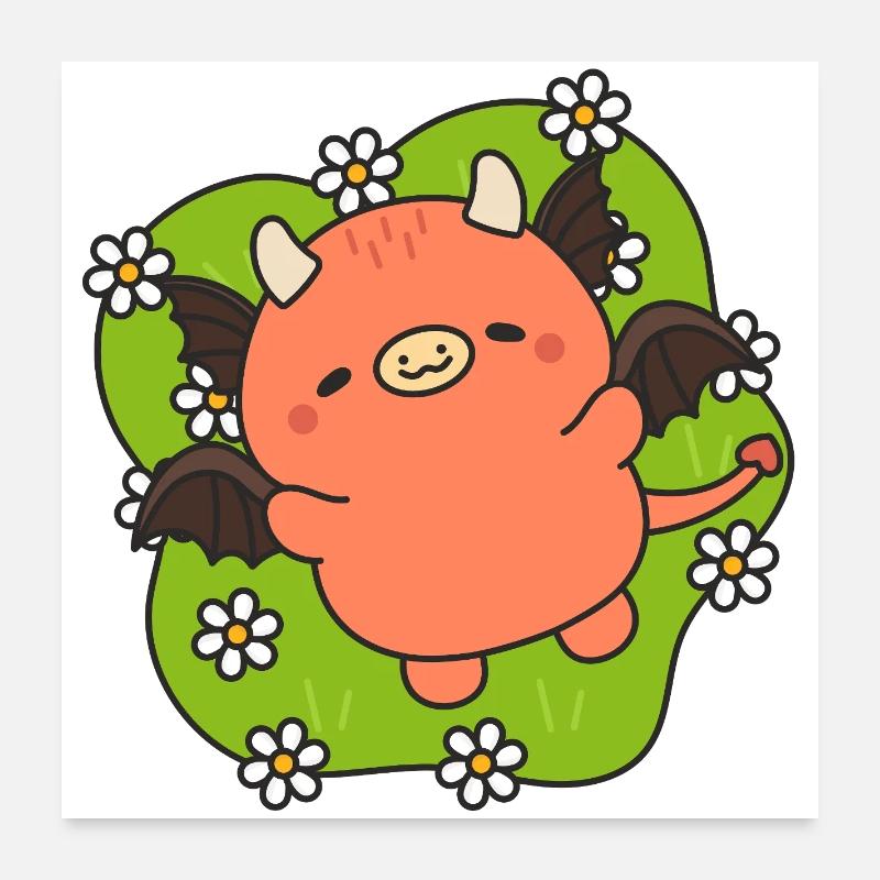 Friedlicher Blumendämon Poster 60x60 cm