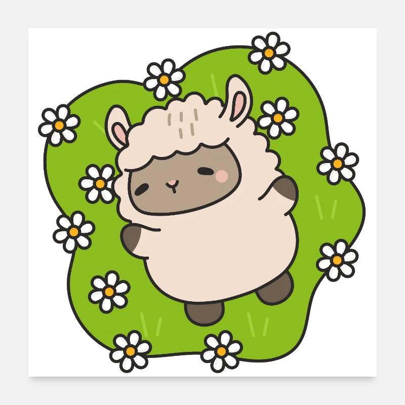 Flowering lamb dancing among daisies Poster 24" x 24" (60x60 cm)