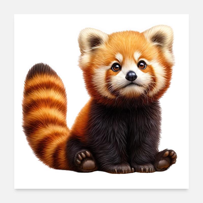 Adorable Red Panda Plush Poster 24" x 24" (60x60 cm)