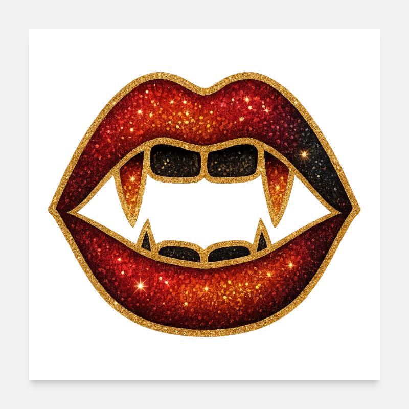 Halloween Nosferatu Dracula Lèvres Vamp Teeth Poster 60 x 60 cm