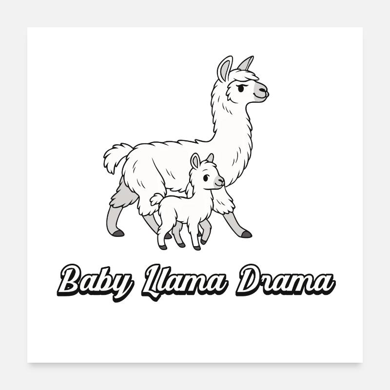 Drame du bébé lama – Lamas mignons Poster 60 x 60 cm