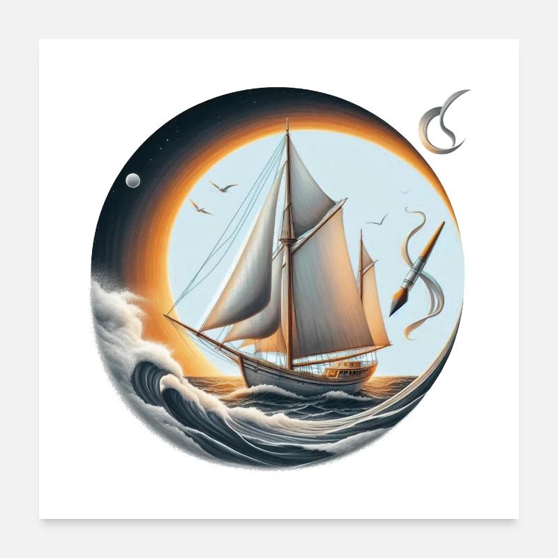 Cercle de voile au coucher du soleil Poster 60 x 60 cm