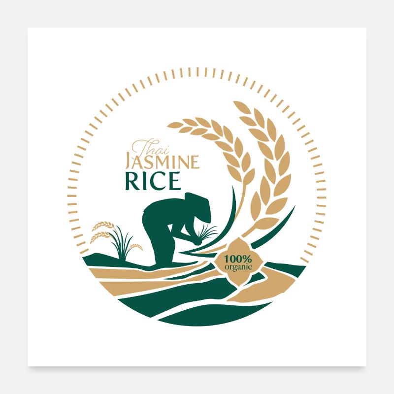 Logo du riz au jasmin thaïlandais Bio Poster 60 x 60 cm