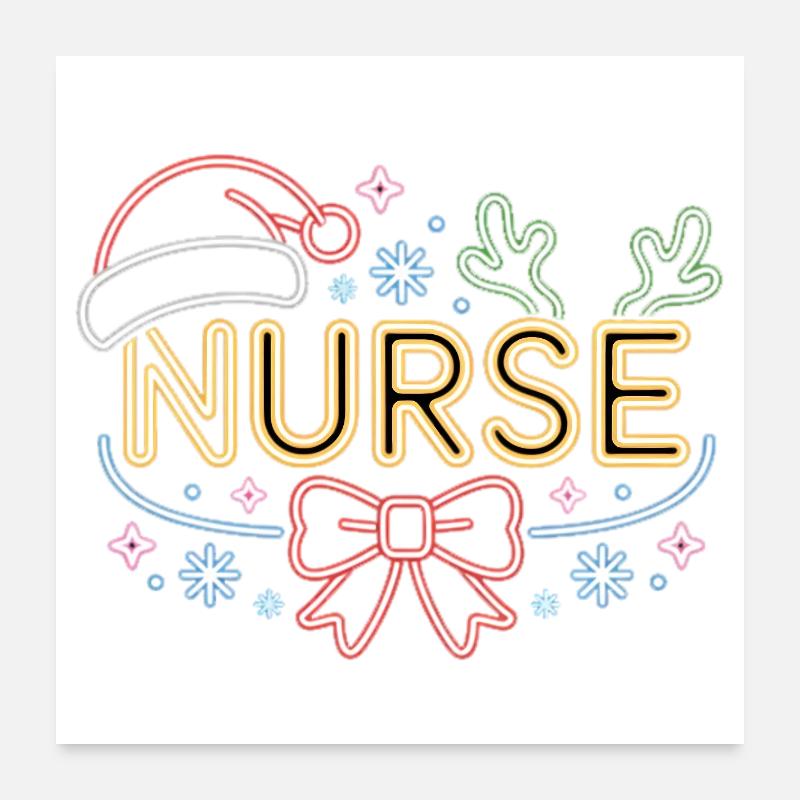 Joyeuse Infirmière de Noël Poster 60 x 60 cm