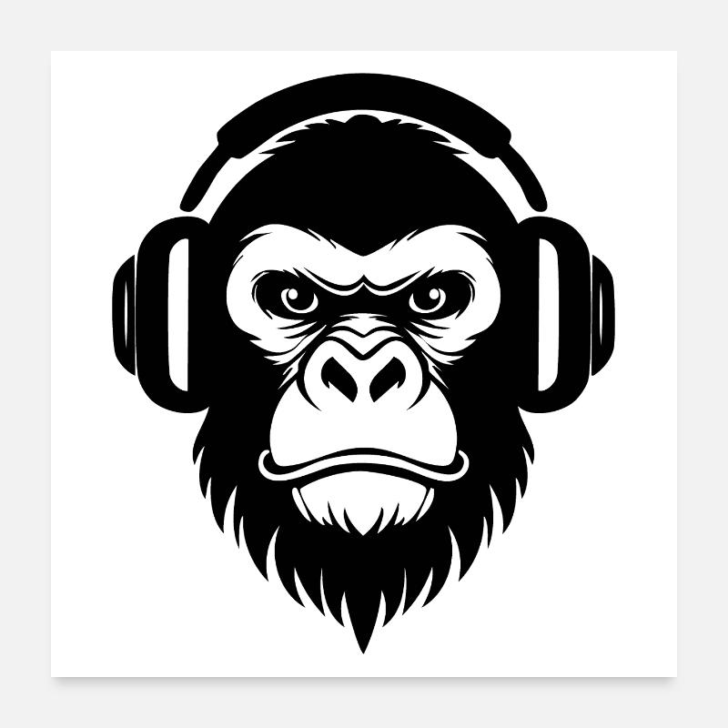 DJ Grooves Underground Rebellious Monkey Head Shirt Poster 24" x 24" (60x60 cm)