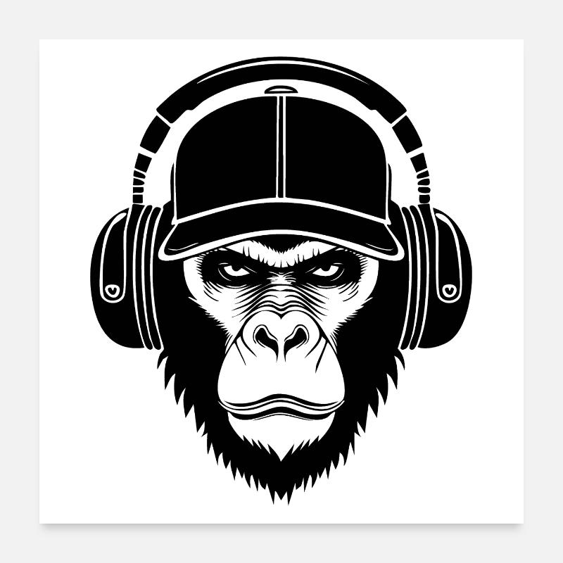 Casque de jeu Crew Focused Monkey Head Shirt Poster 60 x 60 cm