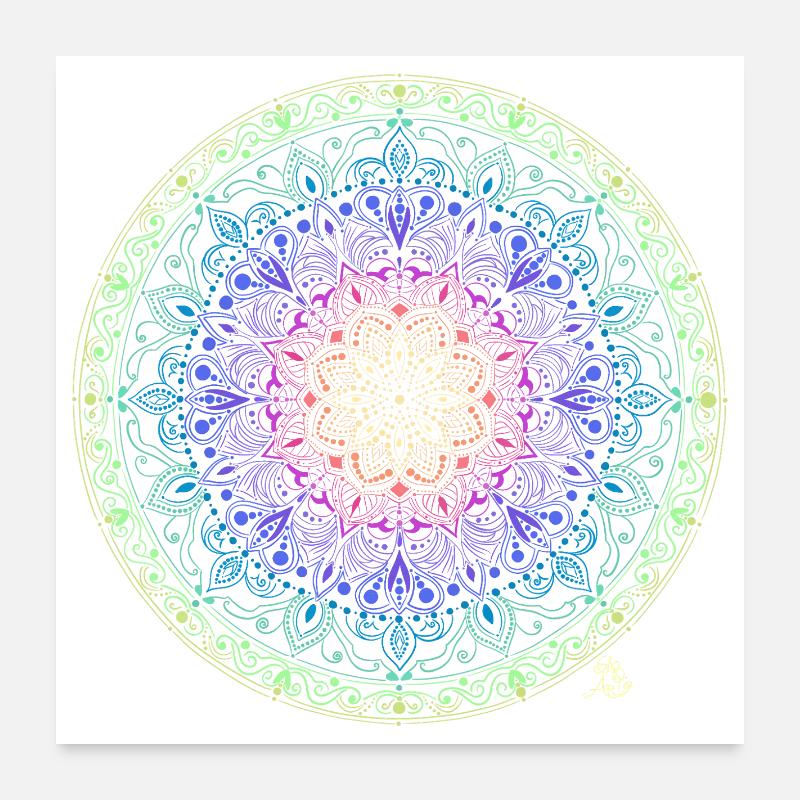 Rainbow Mandala Fusion Poster 24" x 24" (60x60 cm)