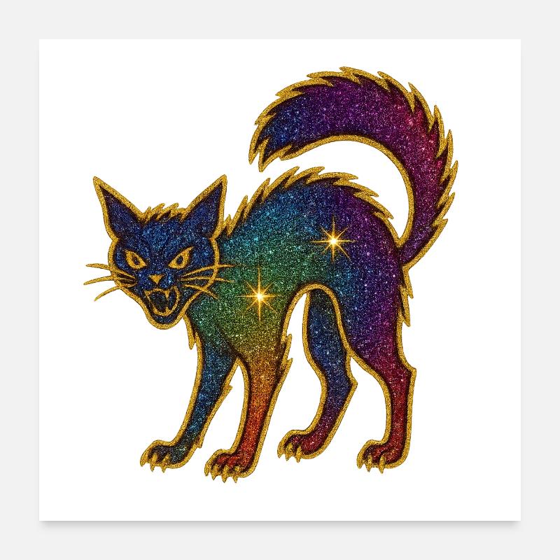 Chat à paillettes galactiques pour Halloween Poster 60 x 60 cm
