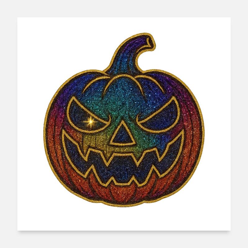 Glittering Rainbow Pumpkin for Halloween Poster 24" x 24" (60x60 cm)