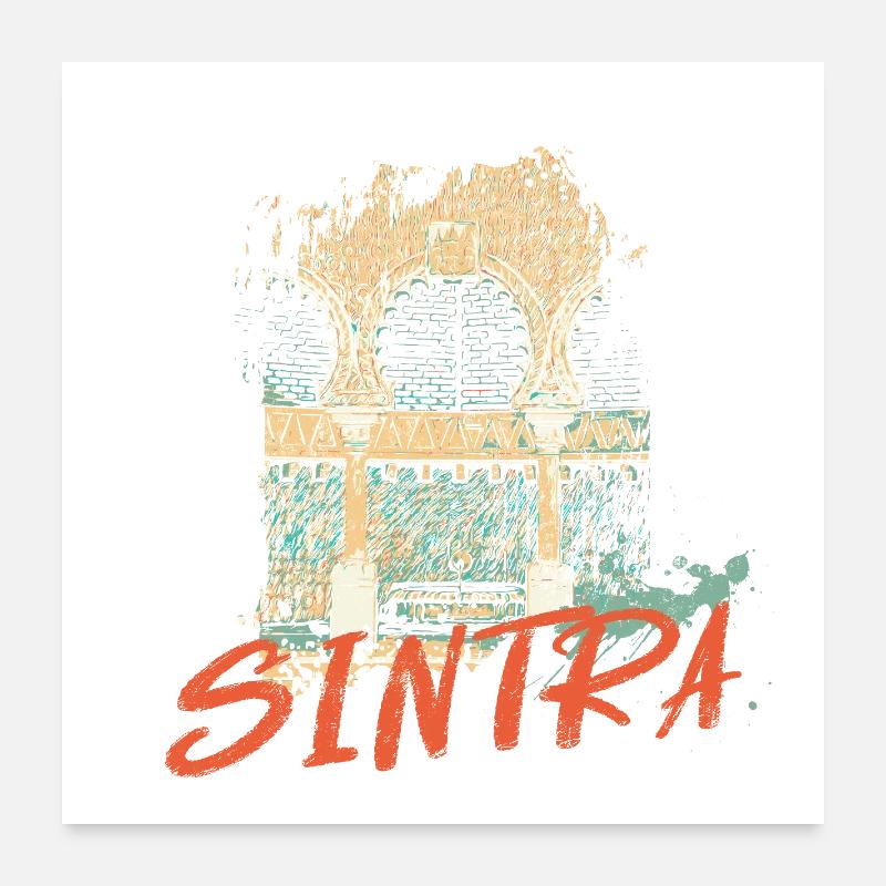 Architecture mauresque Sintra illustration Poster 60 x 60 cm