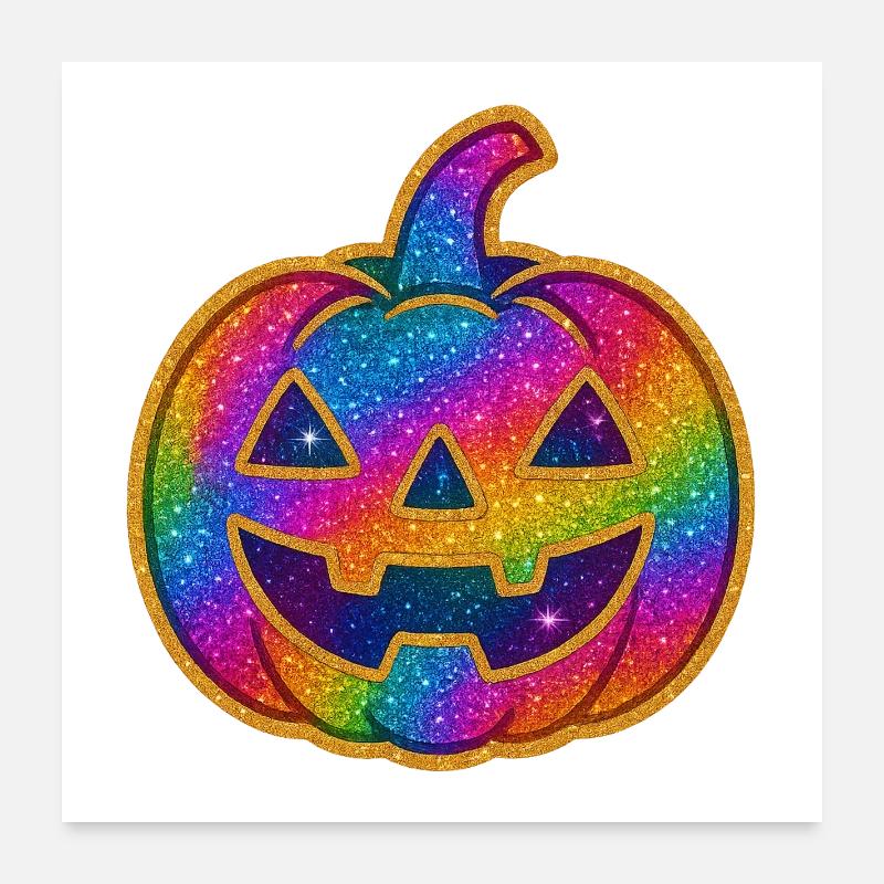 Rainbow Glitter Pumpkin Poster 24" x 24" (60x60 cm)