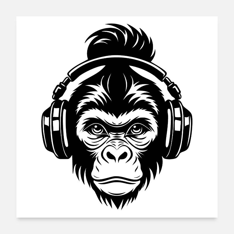 Funky Affenkopf Loop Beat Edition Shirt Poster 60x60 cm