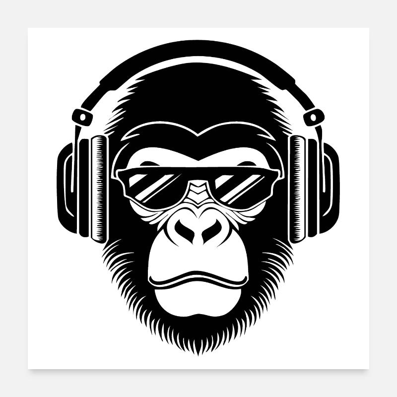 Chemise Rebellious Monkey Head DJ Grooves Underground Poster 60 x 60 cm