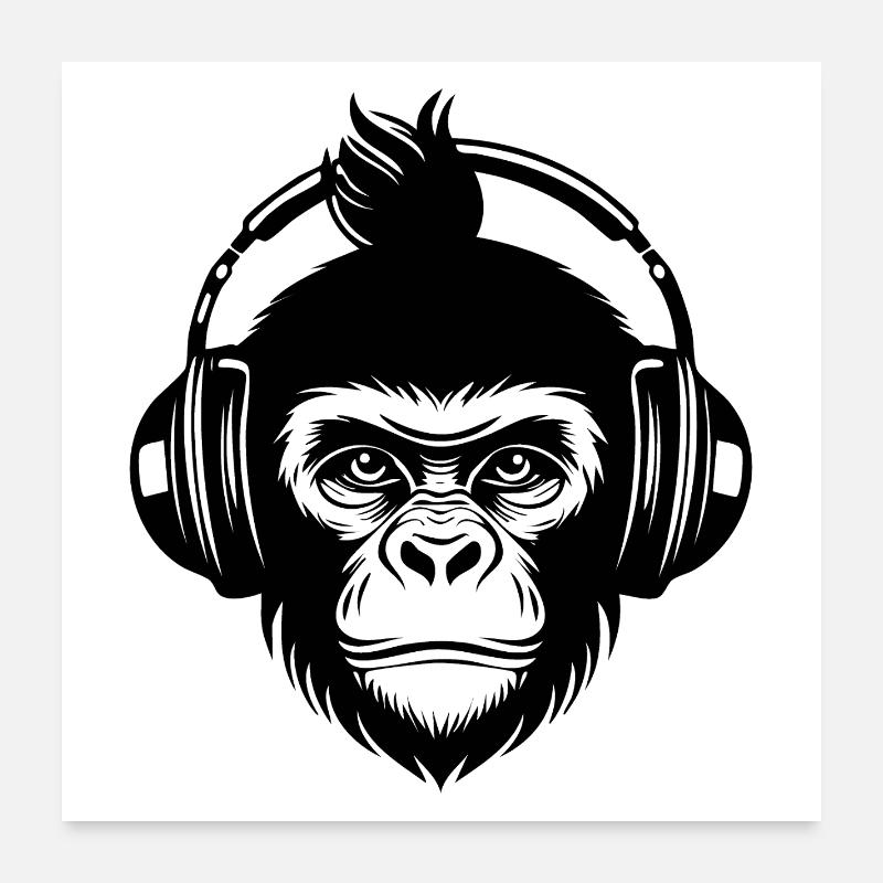 Beat Maker Monkey Head Studio Session Shirt Poster 24" x 24" (60x60 cm)