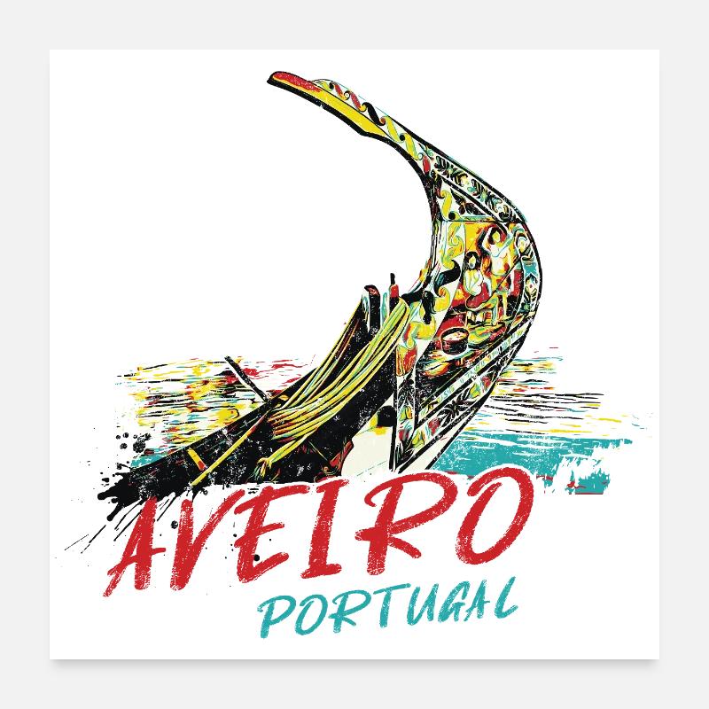 Bunte Bug-Moliceiro-Bootslagune von Aveiro Poster 60x60 cm