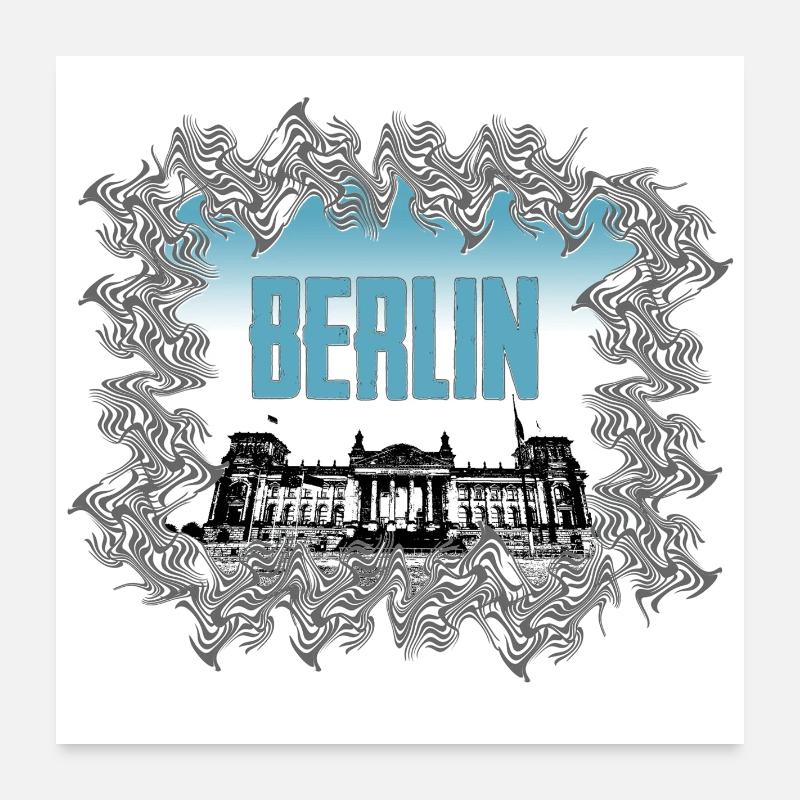 Berlin Skyline Brandenburger Tor Poster 60x60 cm
