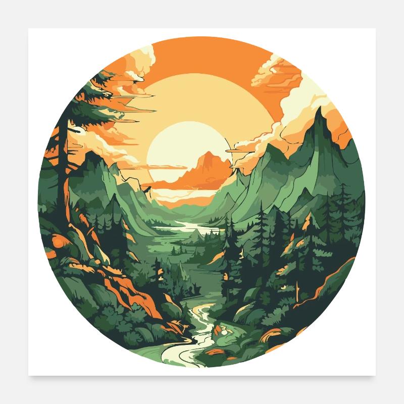 Circular Sunset Poster 24" x 24" (60x60 cm)