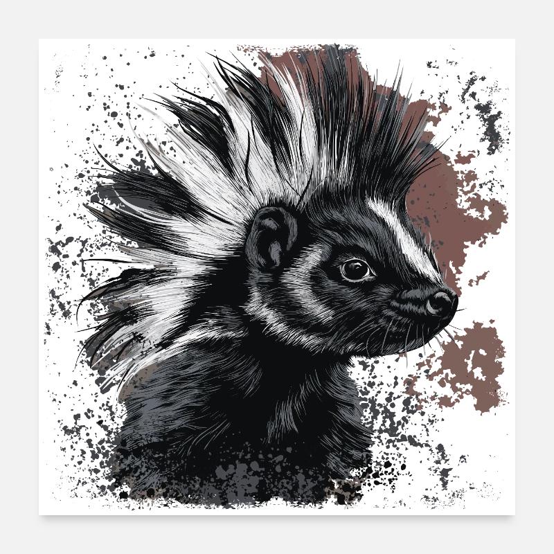 Funny Punk Rock Skunk Poster 24" x 24" (60x60 cm)