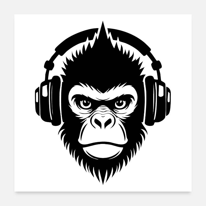 Analog Punk Monkey Head Tape Loop Shirt Poster 24" x 24" (60x60 cm)