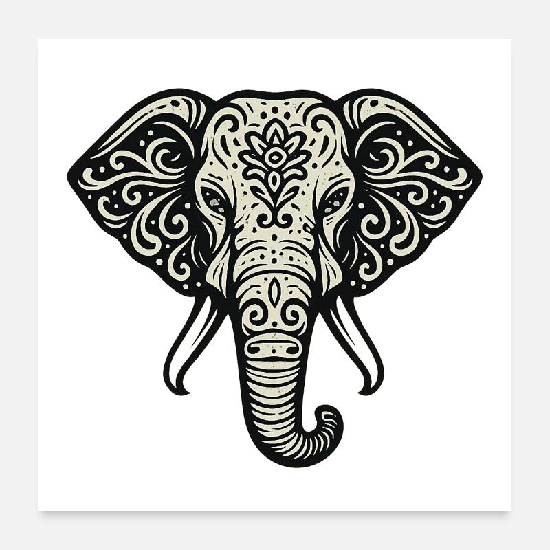 Ornement de mandala d’éléphant Poster 60 x 60 cm
