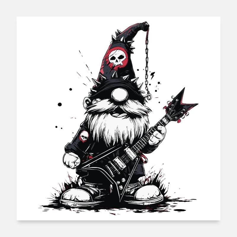 Garden gnome rocker plays guitar Poster 24" x 24" (60x60 cm)