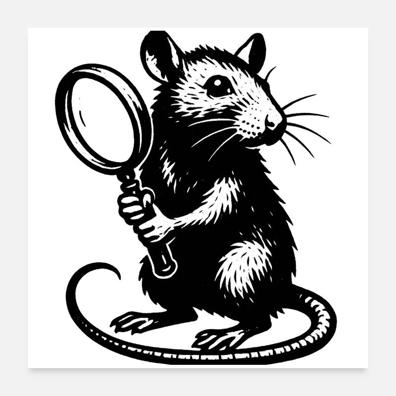 Ratte mit Lupe Motiv Poster 60x60 cm