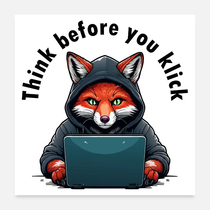 Réfléchissez avant de cliquer - Cybersécurité Poster 60 x 60 cm