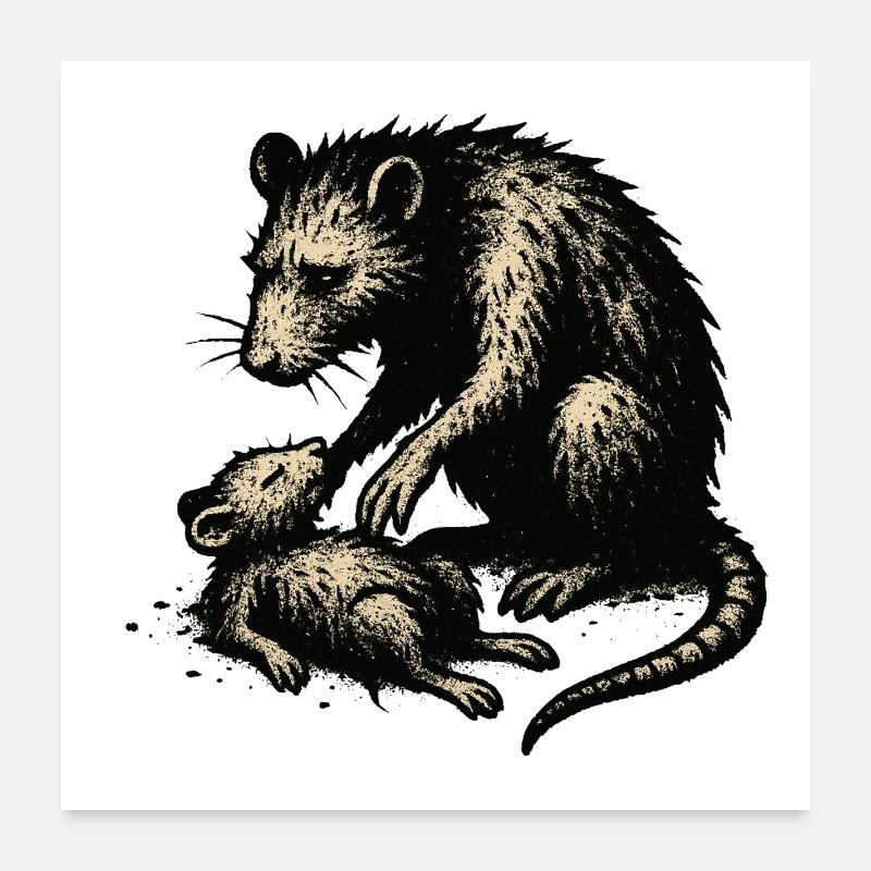 Rattenmutter und Nachwuchs Vintage Poster 60x60 cm