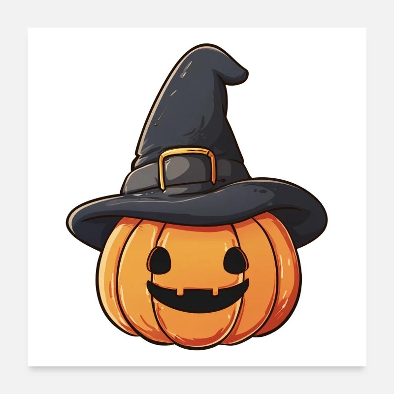 Pumpkin and witch hat Poster 24" x 24" (60x60 cm)